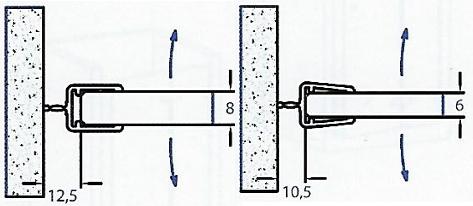 Novix dichting douche tussen wand/verticale zijde instapdeur 2010 mm glasdikte 6 tot 8mm