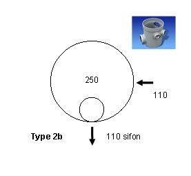 Wavin sifonput type 2b dia 250 250mm 1x110 1x110SIFON rechts