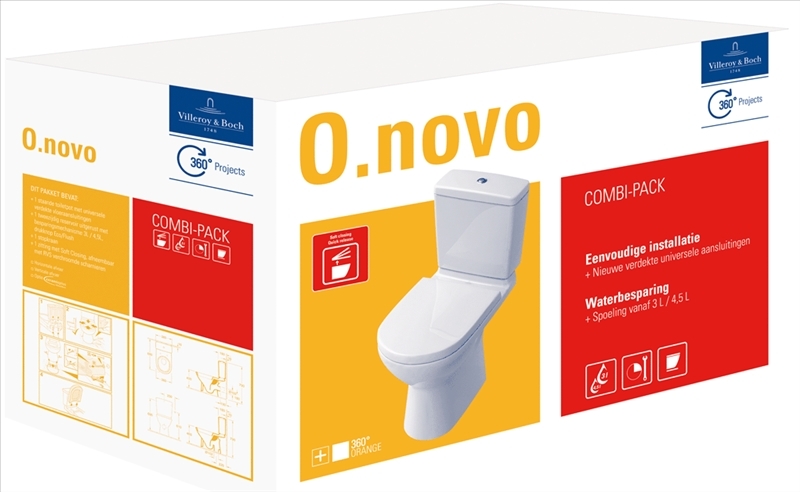 Villeroy & Boch O.Novo Combi pack staand afv.HORIZ +quickrel/softclose