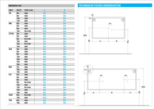 [3TACO090GL50M] Sleurs Tablet COTTAGE b90 d50 h2.5 GLANZEND + 1 waskom M, met K, met OV