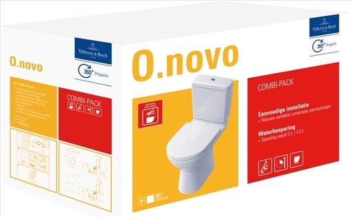 [5661T301] Villeroy & Boch O.Novo Combi pack staand afv.HORIZ +quickrel/softclose