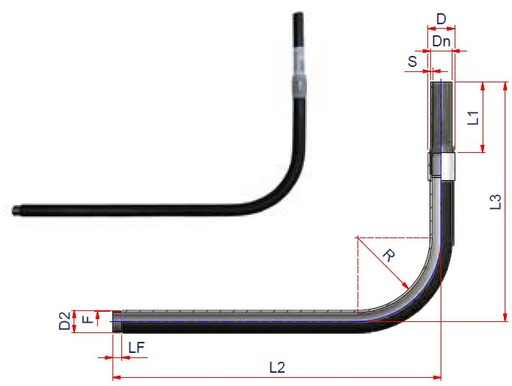 [ERTCFZ032] Elofit doorvoerbocht 90° vr aardgas PE diam 32*1"M