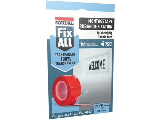 [155657] Soudal Montagetape transparant 1,5m x 19mm transparant